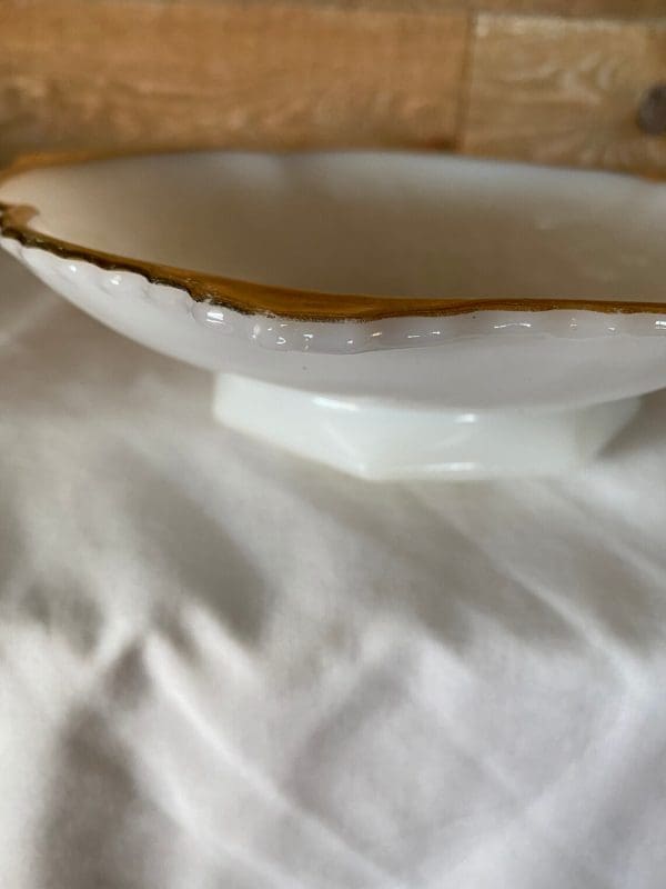 milk glass bowl with grapes edge