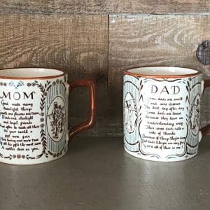 Mom and Dad Mugs Mid Century front with poems