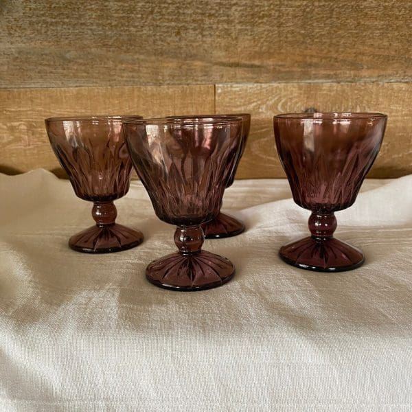 vintage Hazel Atlas glasses Moroccan Amethyst Wine Glass Set of Four