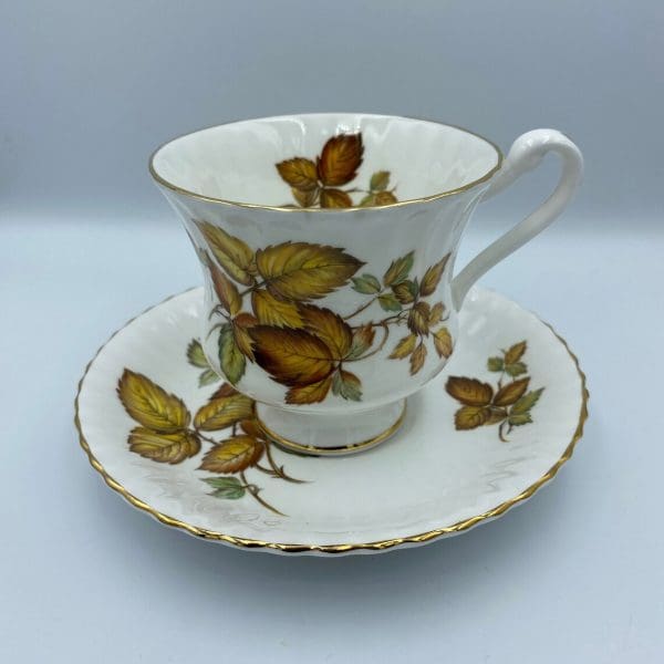 vintage paragon tea cup and saucer leaves design