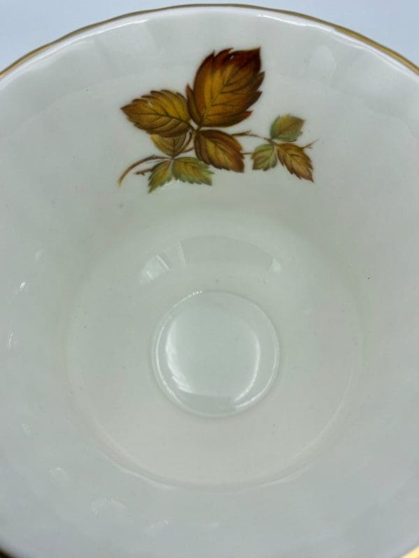 vintage paragon tea cup and saucer close of leaf inside