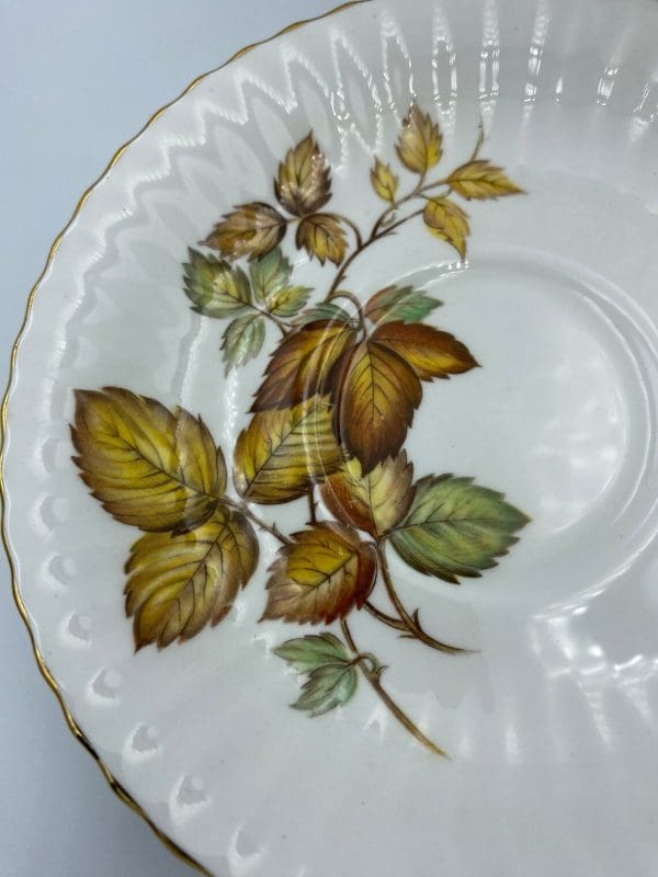 vintage paragon tea cup and saucer close to show leaves