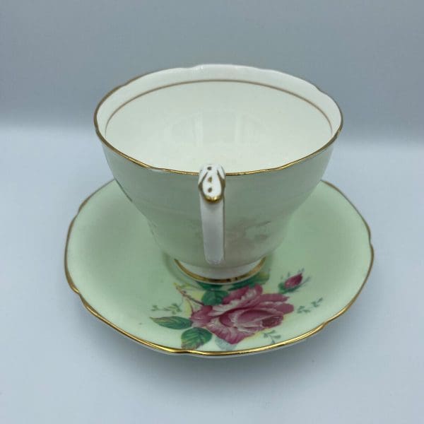 Paragon cabbage rose teacup handle