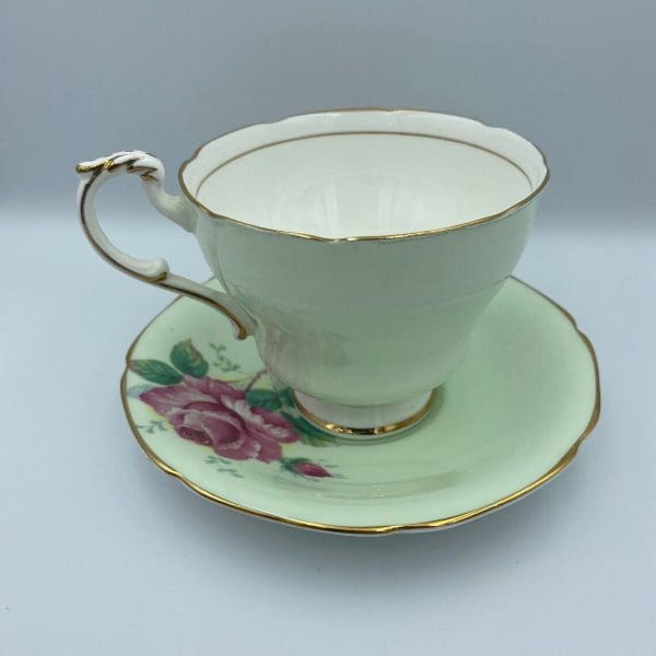 Paragon cabbage rose teacup back of teacup