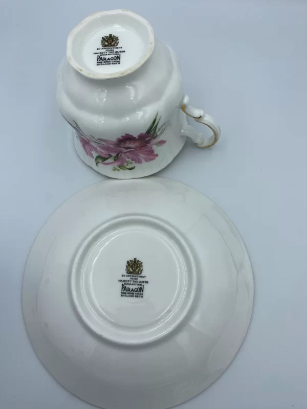 Paragon tea cup and saucer bottom showing makers mark