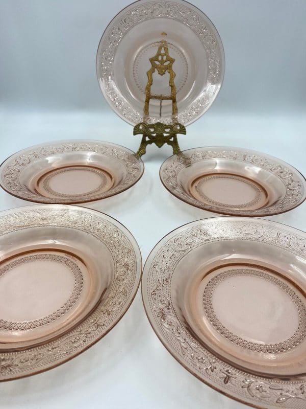 pink glass plates KIG pasta dishes