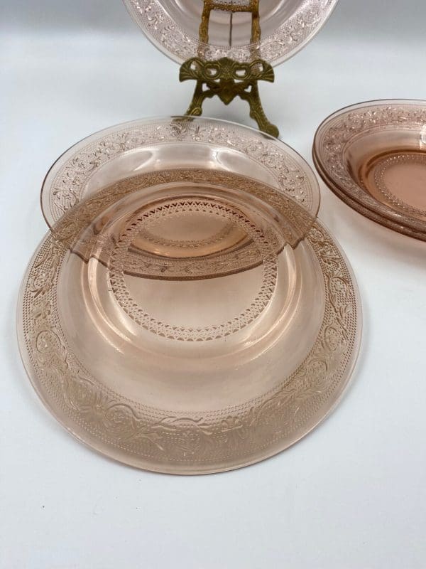 pink glass plates bottom