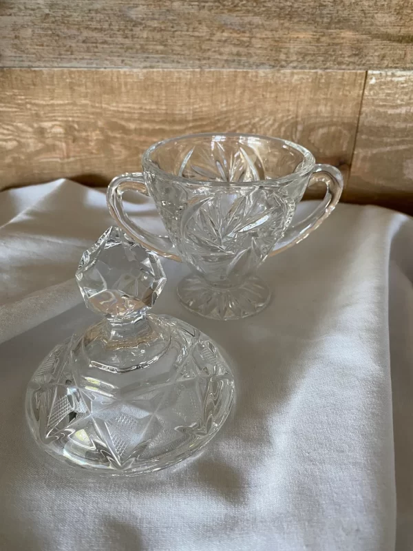 crystal sugar bowl with lid with lid off pinwheel