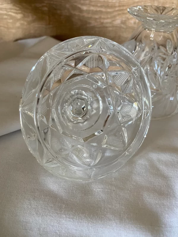 crystal sugar bowl with lid inside lid