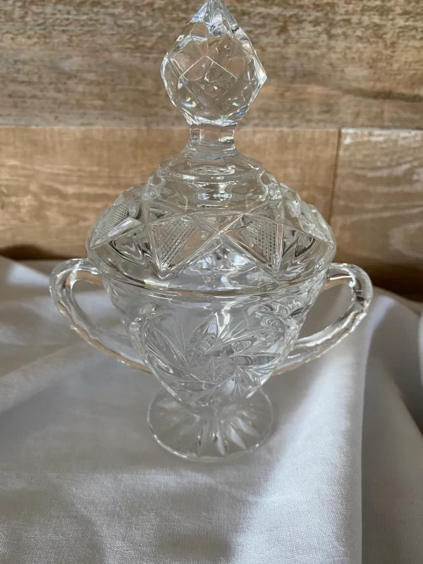 crystal sugar bowl with lid close pinwheel