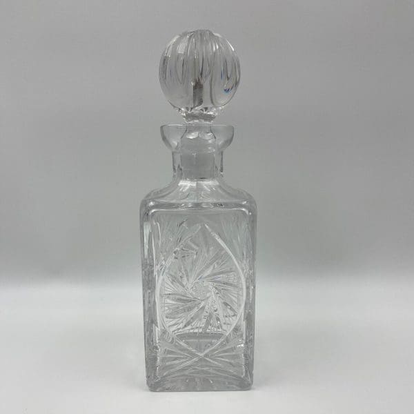 vintage square crystal decanter side cut