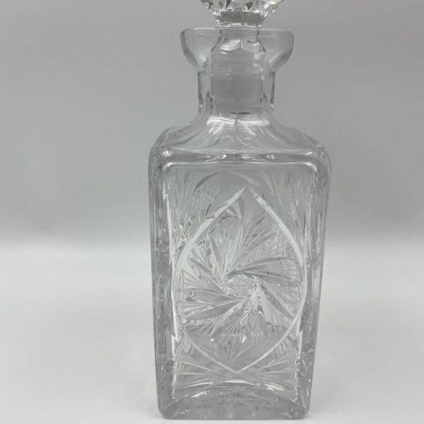 vintage square crystal decanter close pinwheel