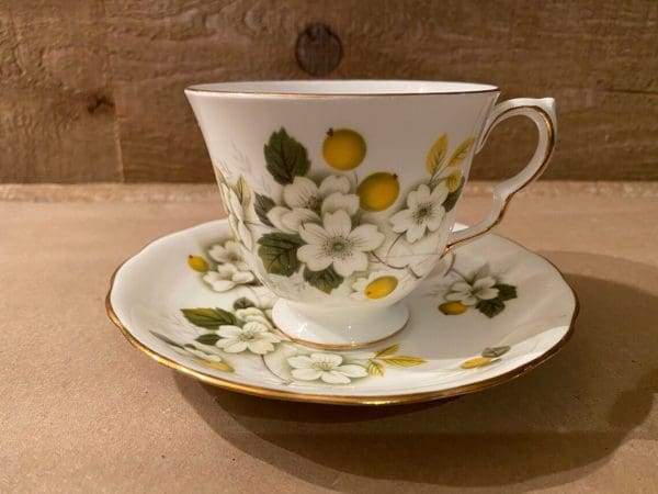 apple blossom tea cup Queen Anne on white