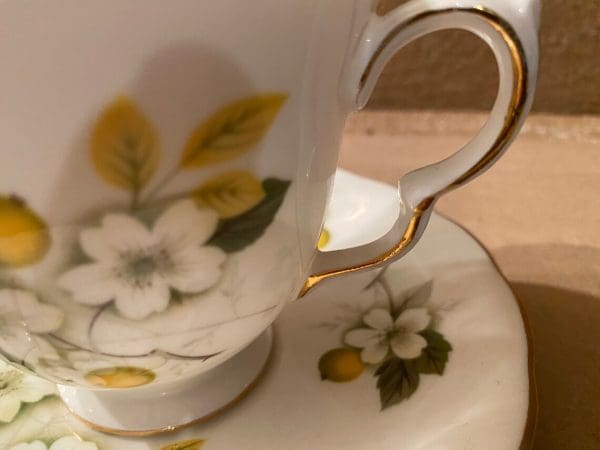 apple blossom tea cup Queen Anne handle