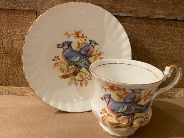 bird tea cup Queens Blue Jay cup and saucer set