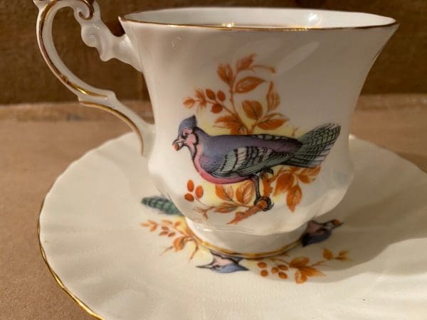 bird tea cup Queens Blue Jay back of cup