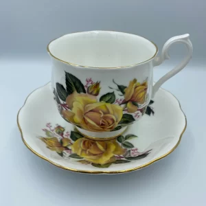 Royal Albert tea cups and saucers front yellow roses