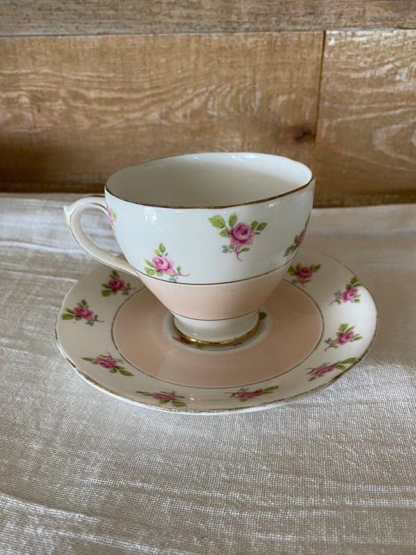 cute tea cups Royal Standard Pink with Rose Chintz back