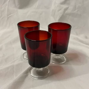 vintage Luminarc Arcoroc red shot glasses