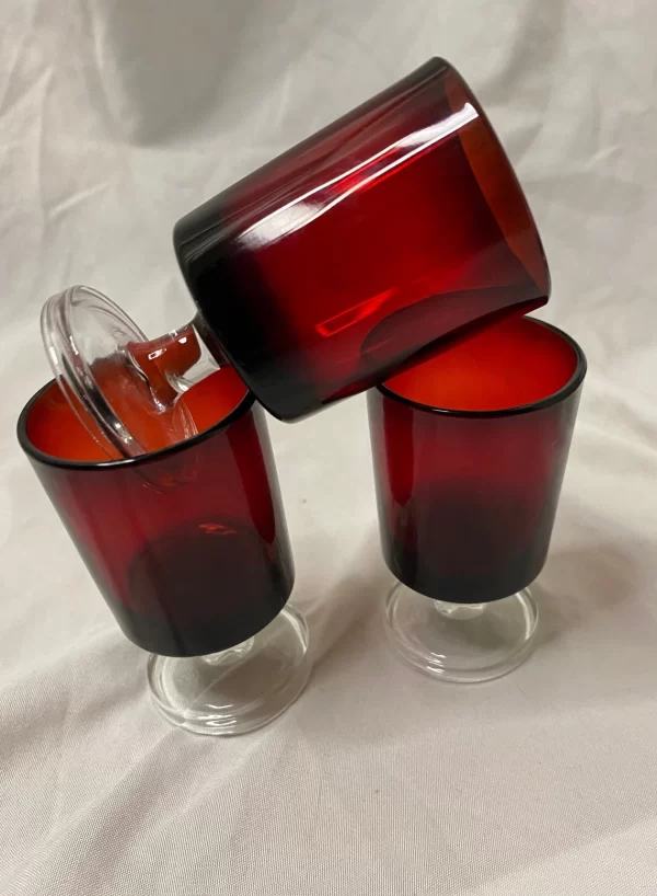 vintage Luminarc Arcoroc ruby glass shot glasses