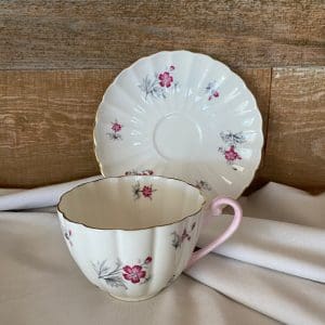 Shelley pink flower tea cup and saucer