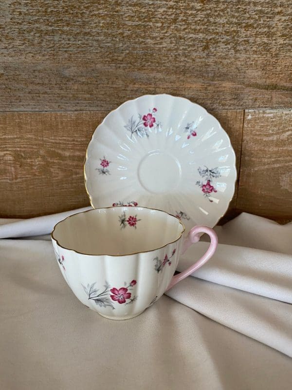 Shelley pink flower tea cup and saucer