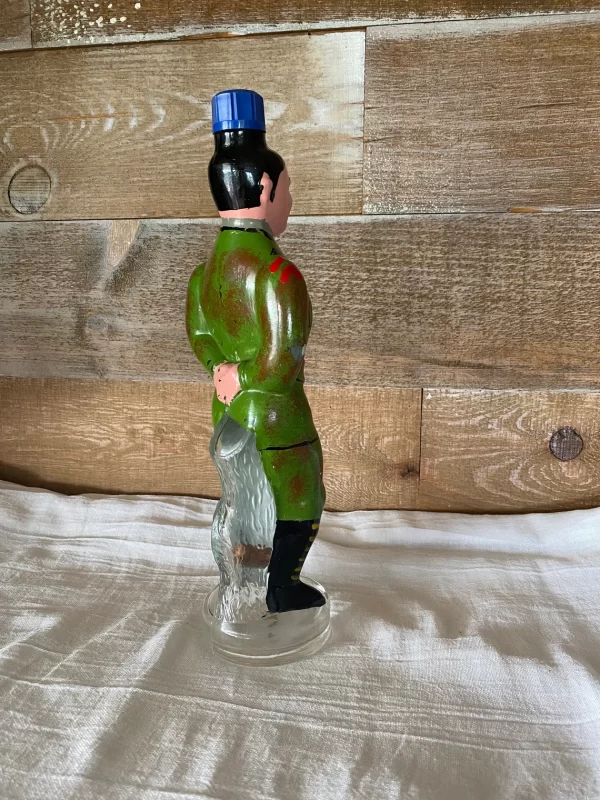 old glass bottles painted solider back