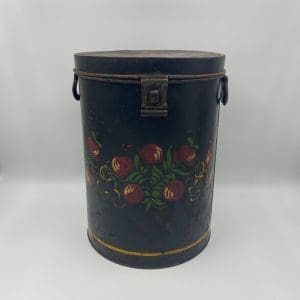 Antique Toleware Painted Tin Sugar Pail black with red