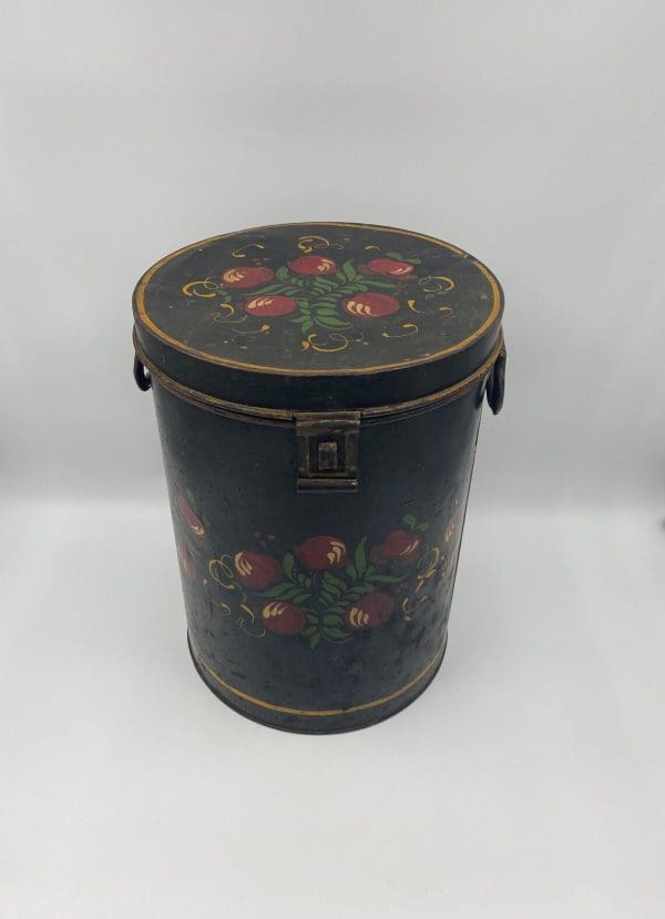 Antique Toleware Painted Tin Sugar Pail