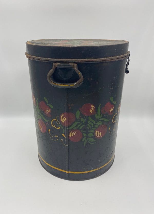 Antique Toleware Painted Tin Sugar Pail handled