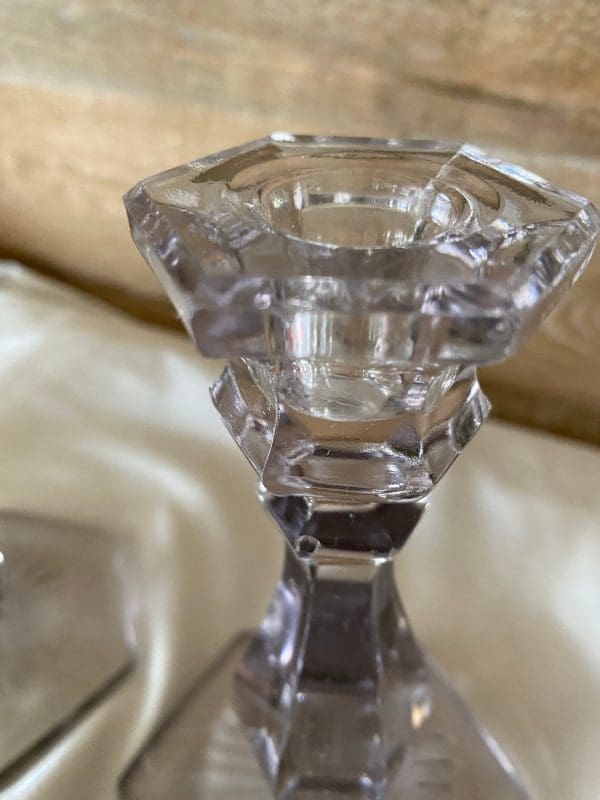 vintage glass candle holders close top