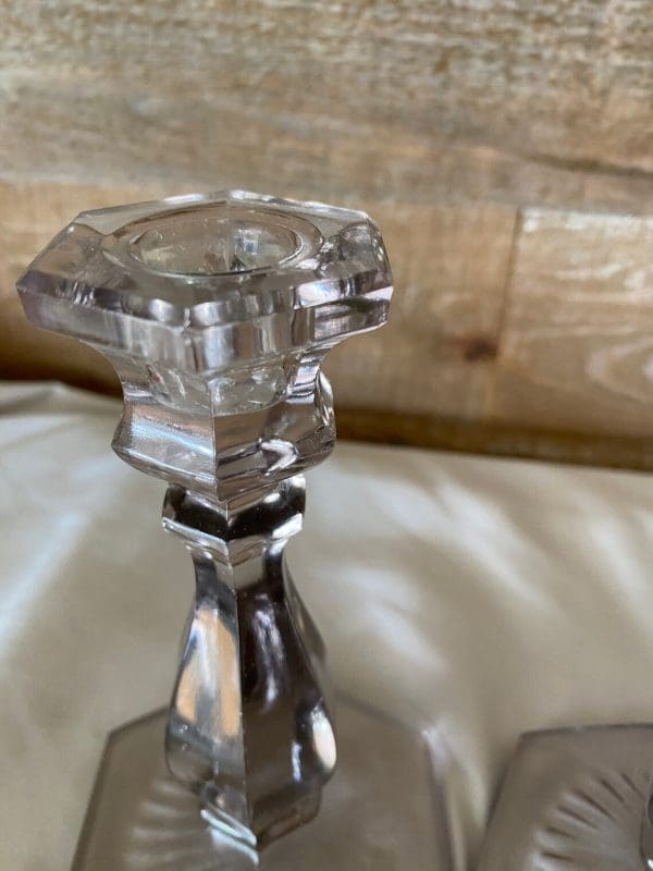 vintage glass candle holders other close top