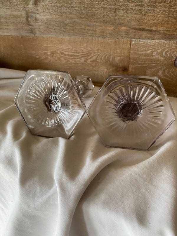 vintage glass candle holders bottoms