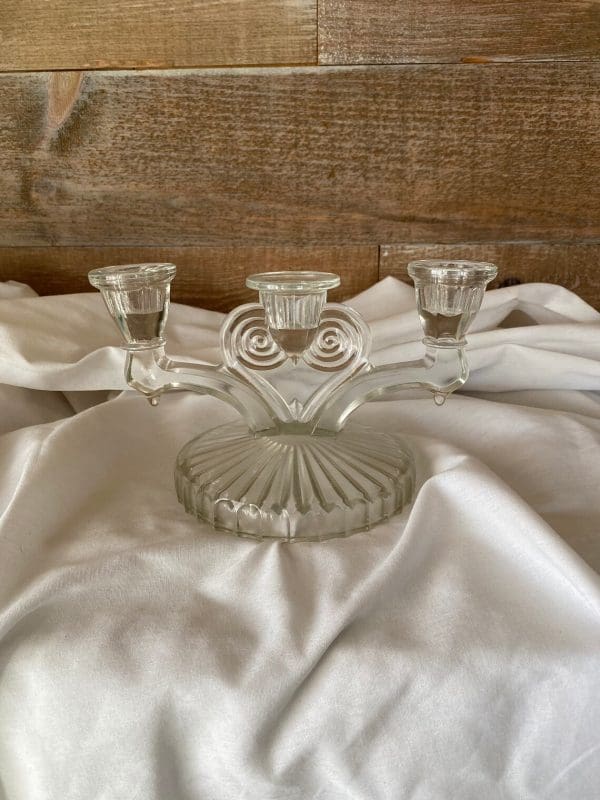 vintage glass candelabra pressed glass front