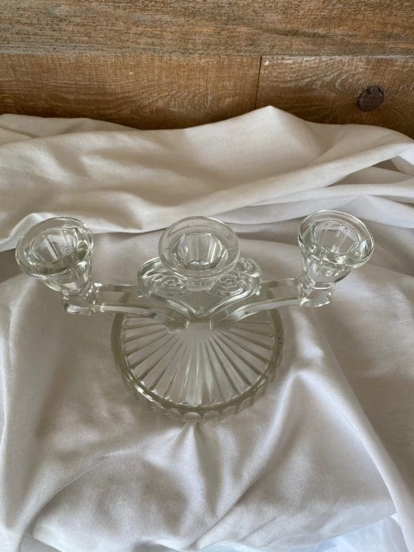 vintage glass candelabra top view