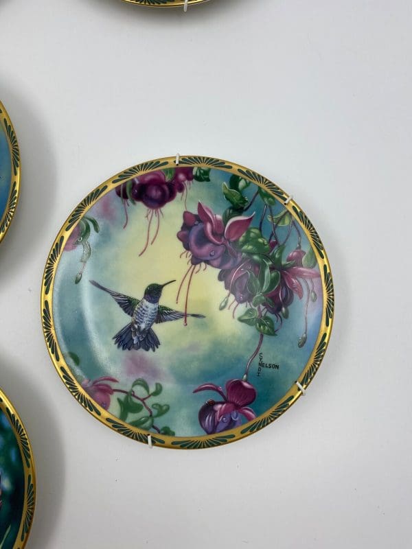 Bradford Exchange hummingbird plates close front of one