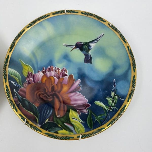 Bradford Exchange hummingbird plates close of one of 7colorful wall decor plates