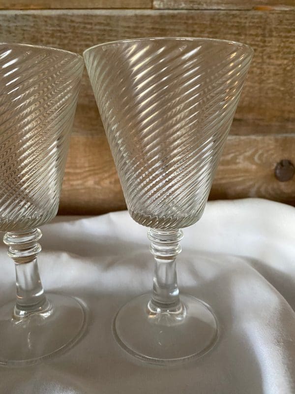 Italian wine glasses close to third of three swirl design