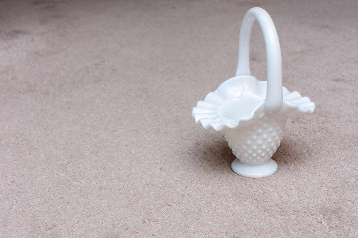 Vintage Fenton milk glass basket