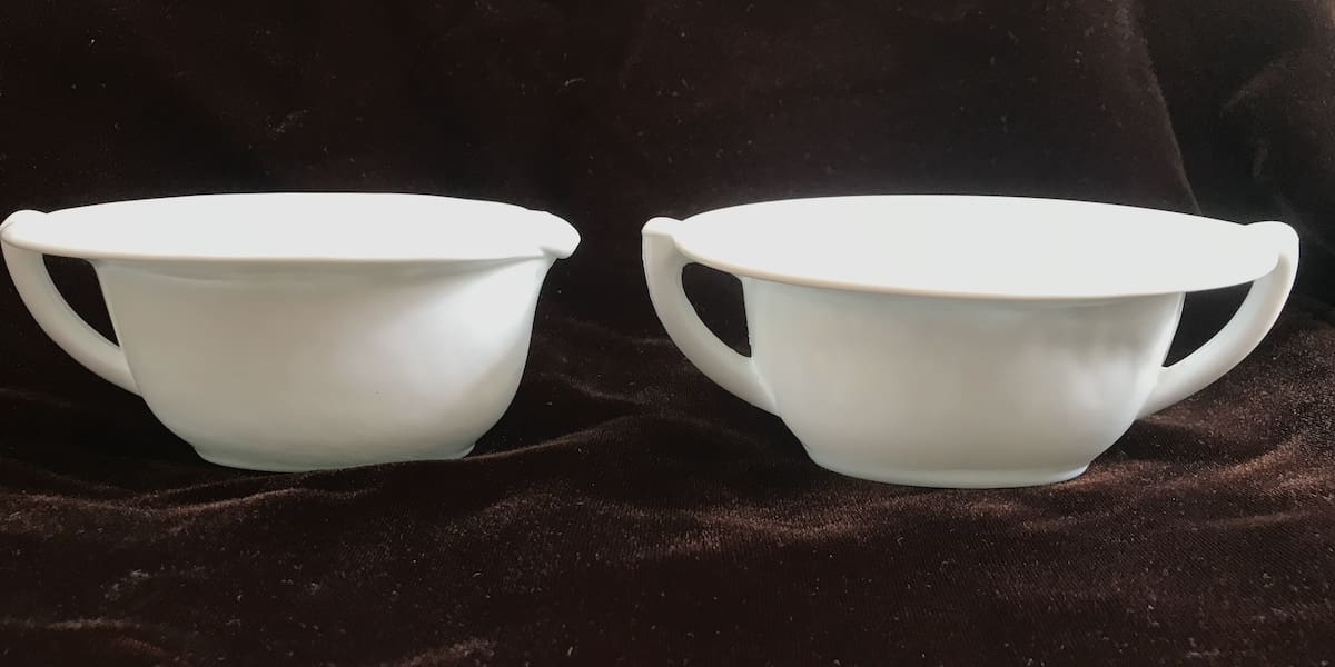 Milk glass cream and sugar