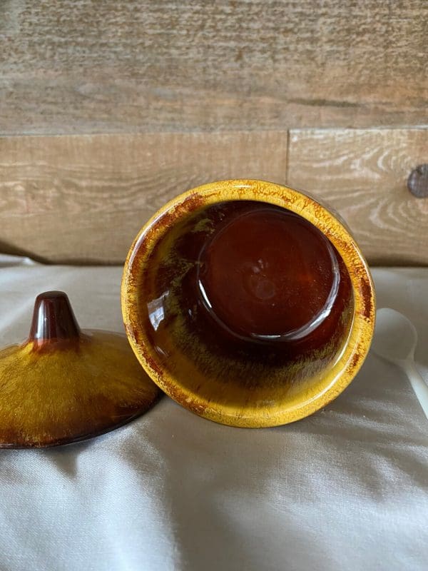 harvest gold Blue Mountain Pottery inside jar