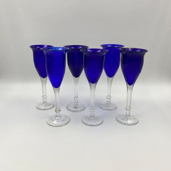 cobalt blue wine glasses set of six