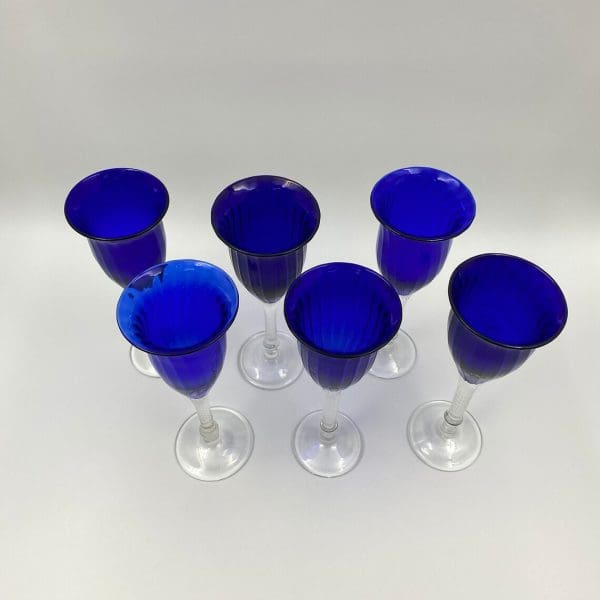 cobalt blue wine glasses tops set of six