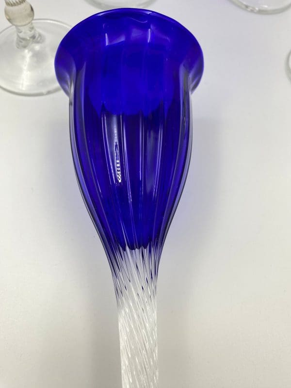 cobalt blue wine glasses close