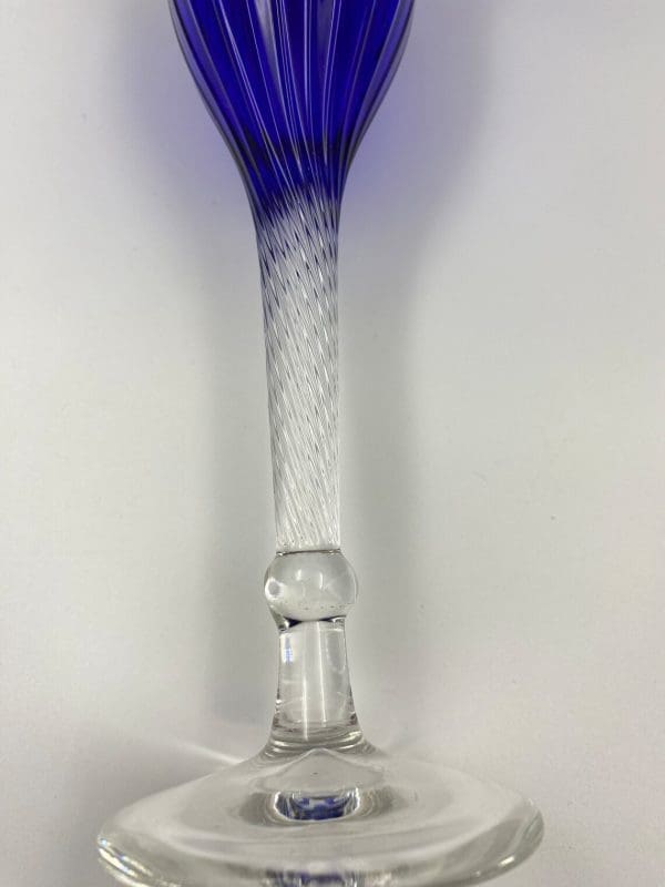 cobalt blue wine glasses clear twisted detailed stem