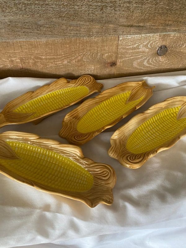 vintage corn on the cob dishes ceramic set of four