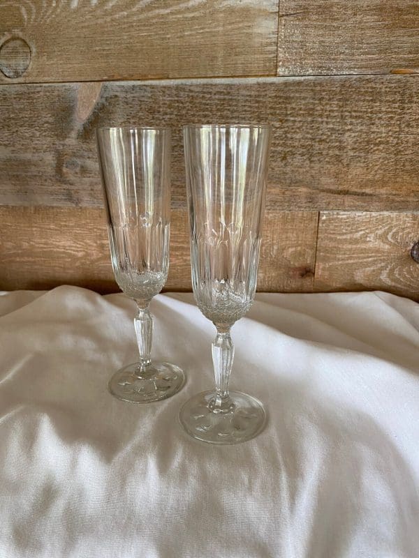 cut glass champagne flutes pair