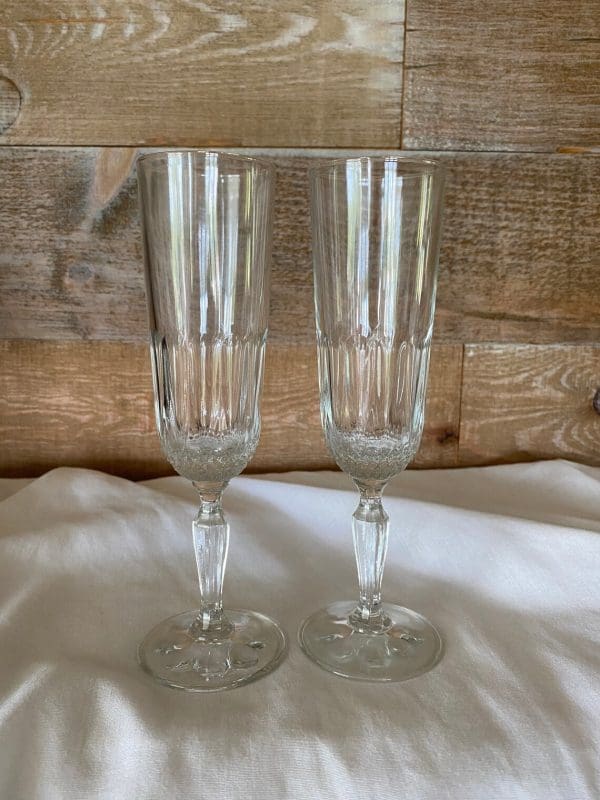 cut glass champagne flutes set of two