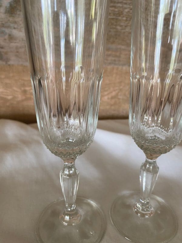 cut glass champagne flutes close