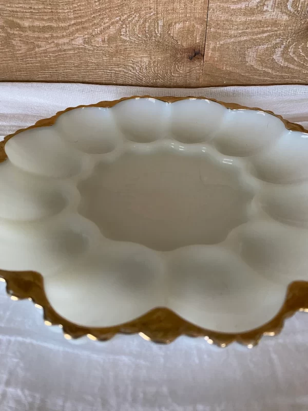 vintage deviled egg dish hold 12